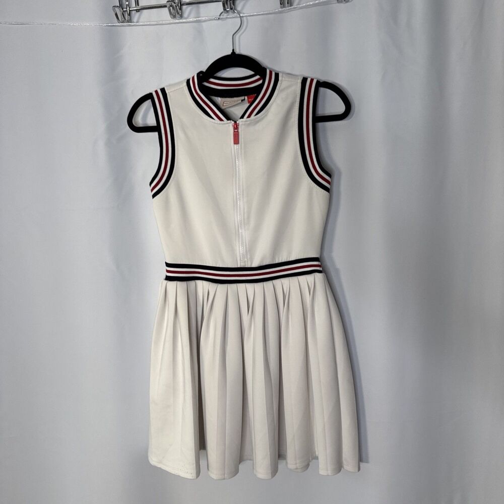 Women's Hunter Front Zip Pleated Tennis Dress  Size XS Color White  MSRP $189
